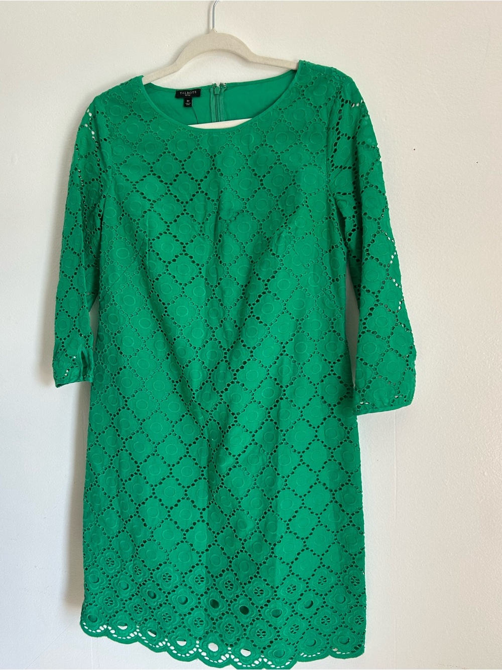 Talbots Emerald Green Eyelet Shift Dress